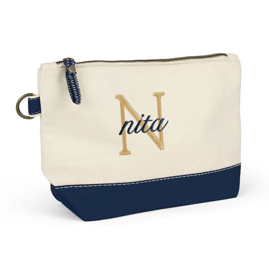 Nantucket Cosmetic Bag with Navy Trim